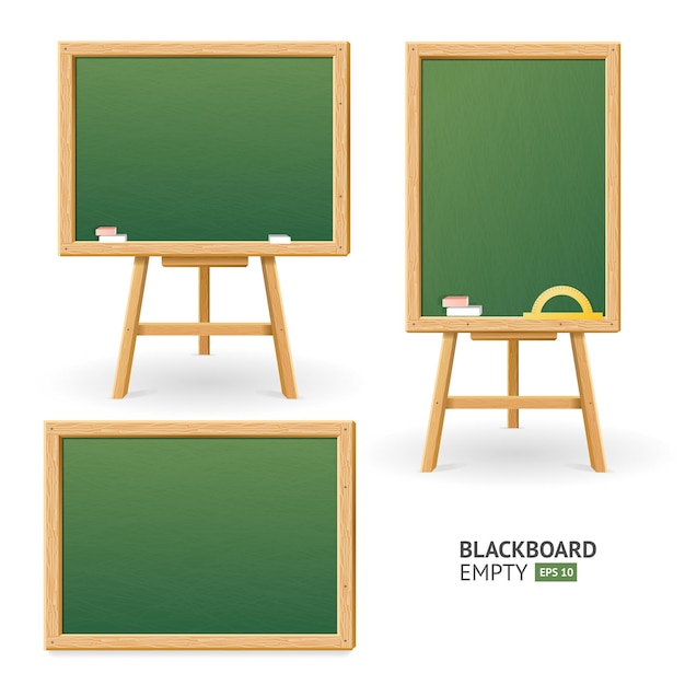 Conjunto de quadro verde para restaurantes e cafés. visão diferente. ilustração vetorial