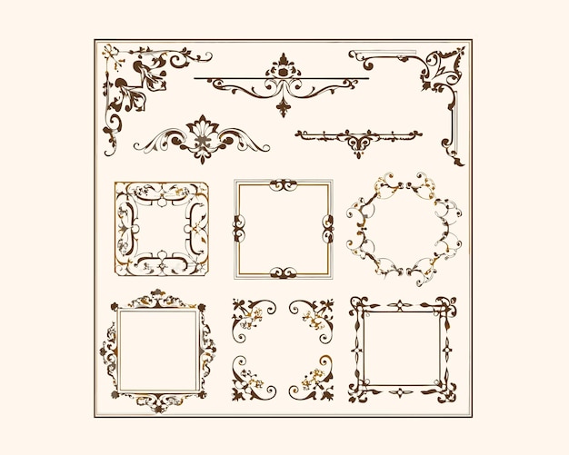 conjunto de quadros de canto vintage fronteiras isoladas em uma planície ai