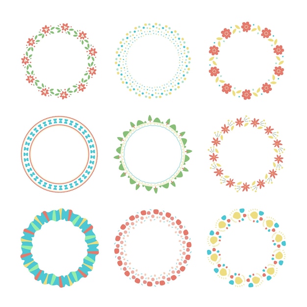 Conjunto de quadros de círculos florais
