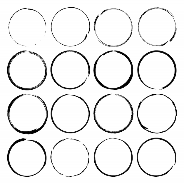 Conjunto de quadros de tinta de pincel círculo grunge. Conjunto de vetores