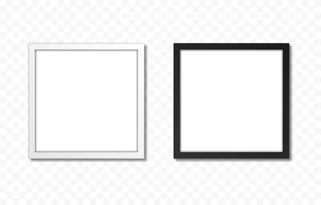 Conjunto de quadros de vetor em um fundo transparente isolado. foto png quadrada com quadro preto e branco