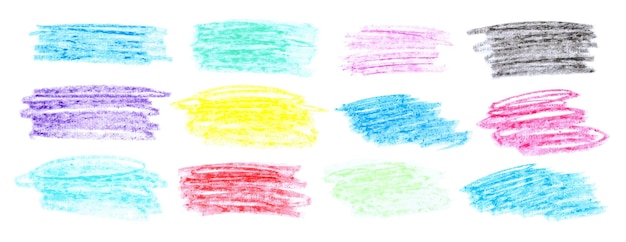 Conjunto de quadros desenhados com lápis de cera traços coloridos tiza textura carvão desenho descuidado