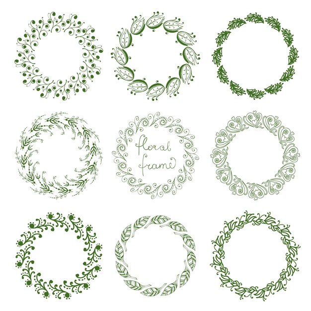Conjunto de quadros florais redondos