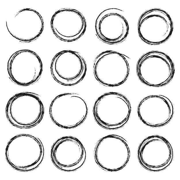 Conjunto de quadros ovais desenhados à mão, feltro, ponta ou textura, pincel, elementos vetoriais de formas geométricas isolados