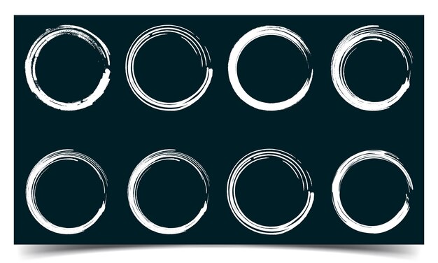Conjunto de quadros redondos de grunge. conjunto de quadros redondos grunge. quadros de traçado de tinta redonda