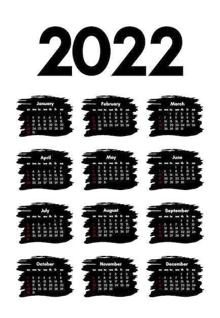 Conjunto de quatro calendários para 2022, isolado em um fundo branco. domingo a segunda-feira, modelo de negócios. ilustração vetorial