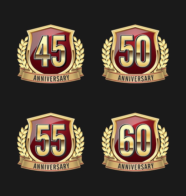 Conjunto de quatro emblemas de aniversário de luxo