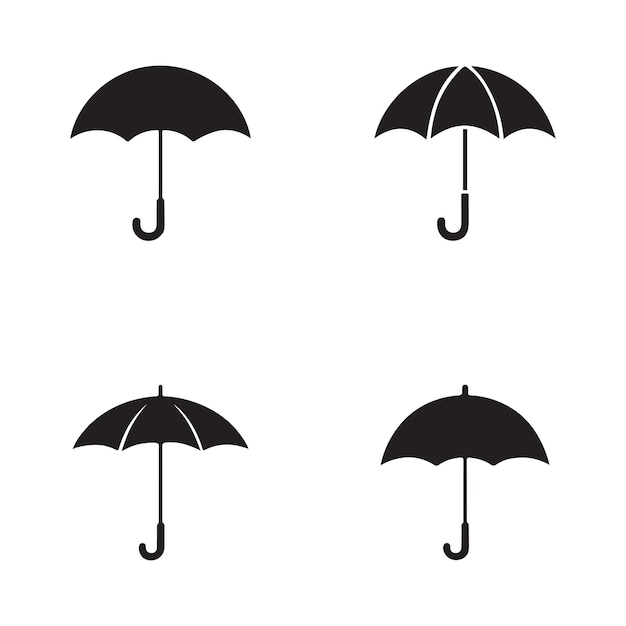 Conjunto de quatro ícones de guarda-chuva preto