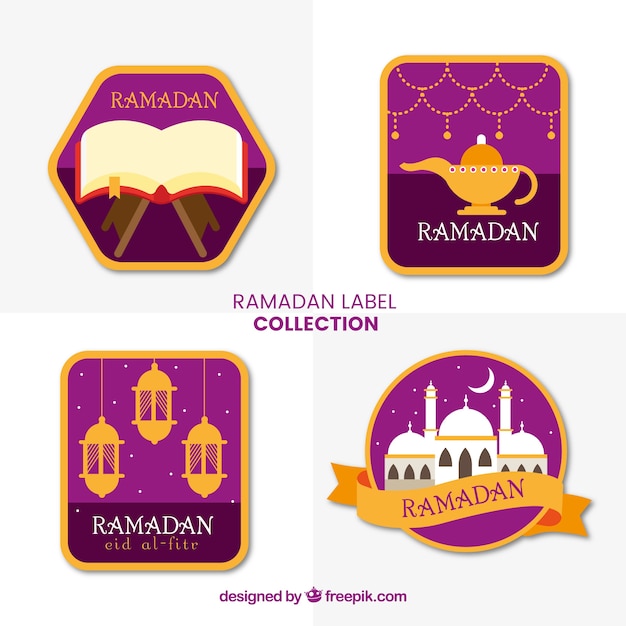 Conjunto de quatro rótulos elegantes ramadan