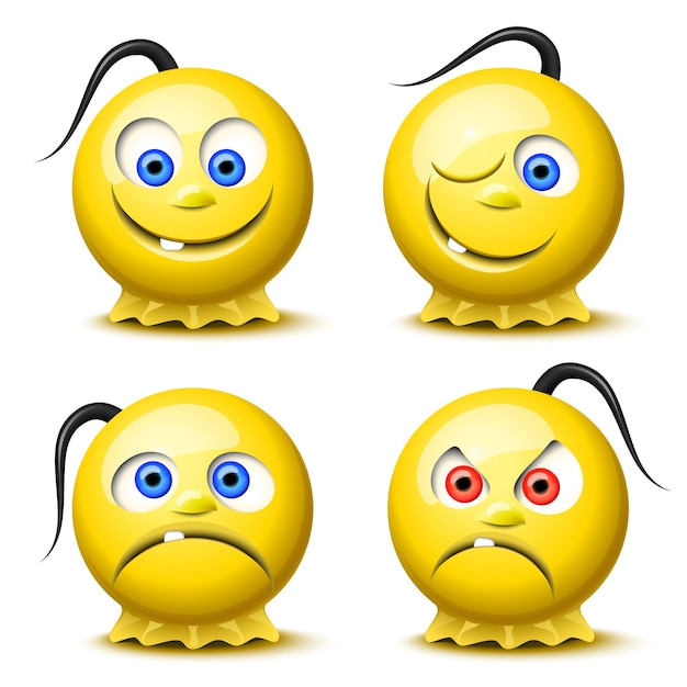 Vetor conjunto de quatro smileys brilhantes originais