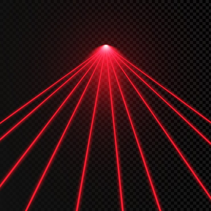 Vetor conjunto de raio laser de cores abstratas. transparente é isolado em um fundo preto.