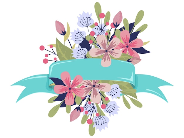 Conjunto de ramo floral conceito de casamento com flores cartaz floral convite arranjos vetoriais