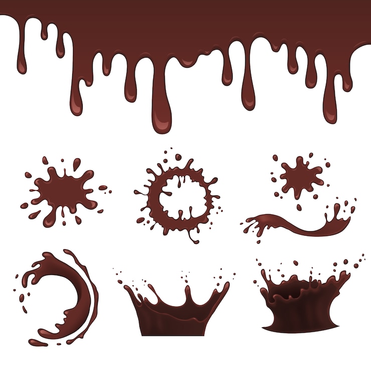 Vetor conjunto de respingo de chocolate, ilustração vetorial