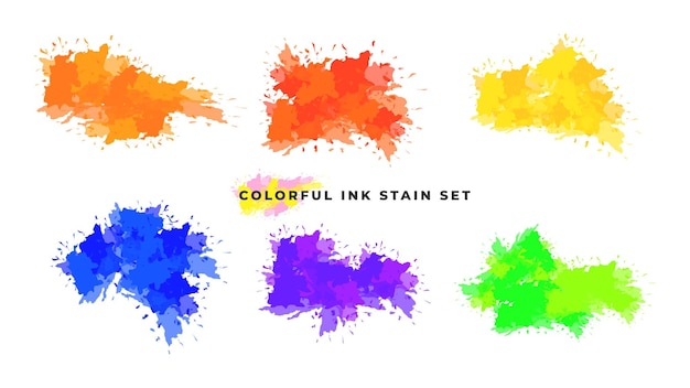 Conjunto de respingos de manchas de tinta coloridas isoladas