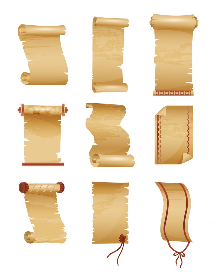 Vetor conjunto de rolo de papel antigo ou velho.