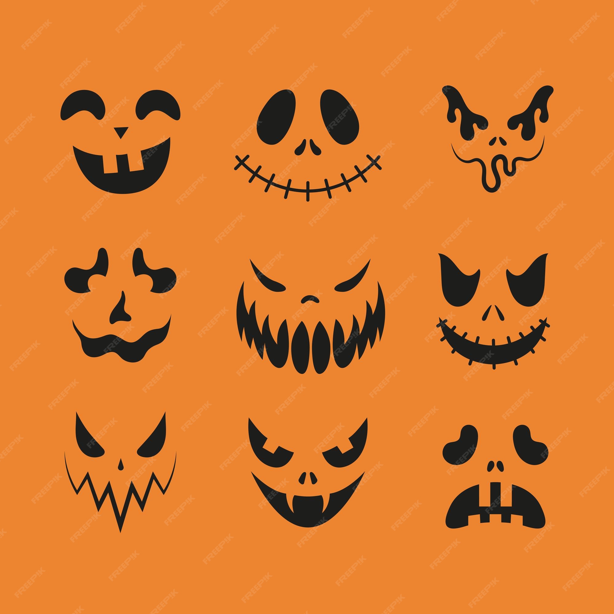 Conjunto De Rostos Assustadores E Engraçados Para Abóbora Ou Fantasma De  Halloween. Expressões Faciais De Jackolantern. Faces De H Ilustração do  Vetor - Ilustração de olhos, fantasma: 224078009