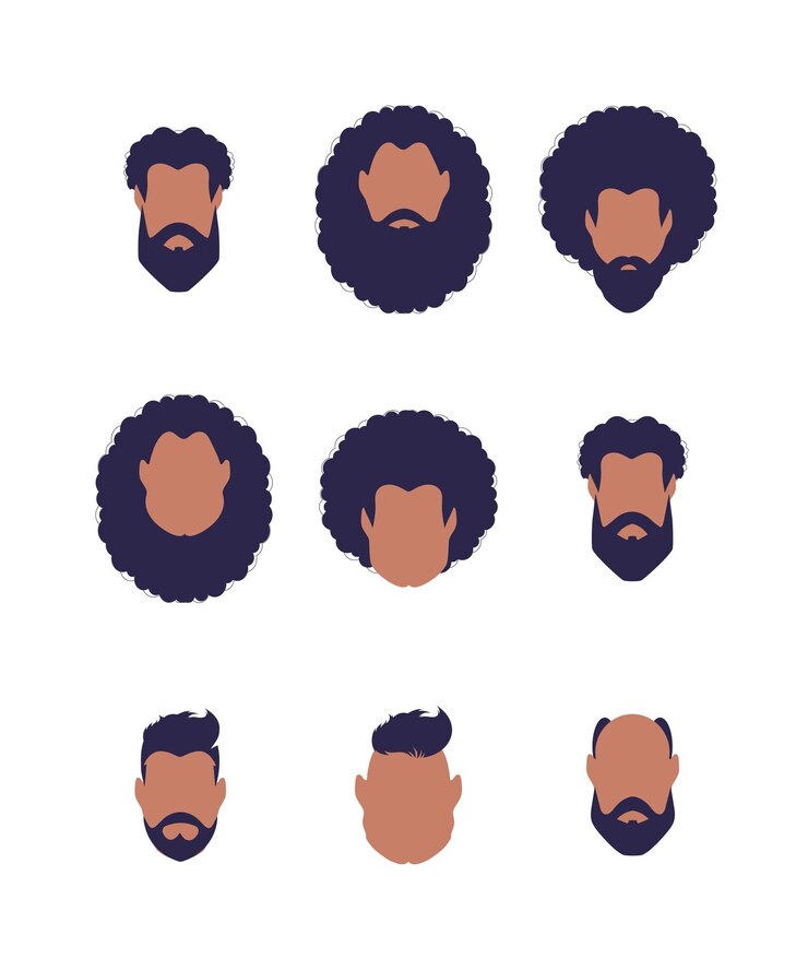 Vetor conjunto de rostos de homens de diferentes tipos e nacionalidades isolado vetor
