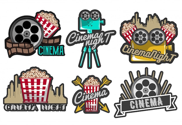 Conjunto de rótulos de cinema e logotipos