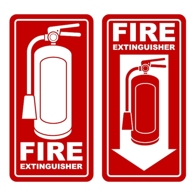 Conjunto de rótulos vermelhos para extintores de incêndio