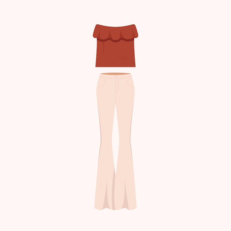 Vetor conjunto de roupas boho roupa de moda estilo boho roupas da moda