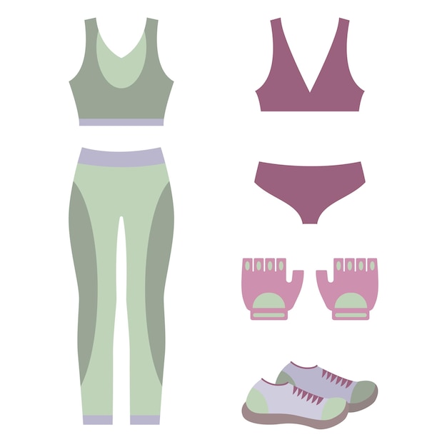 Vetor conjunto de roupas esportivas femininas de ilustração vetorial