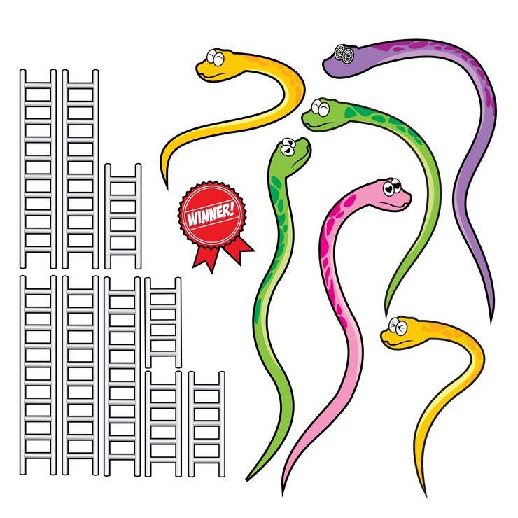 Vetor conjunto de serpente e escada