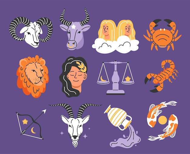 Conjunto de signos astrológicos do zodíaco