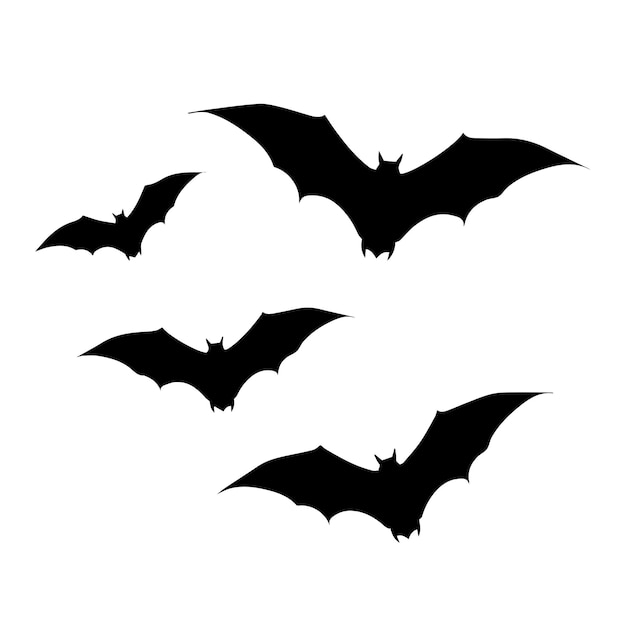 Conjunto de silhueta de ícone de morcego de halloween