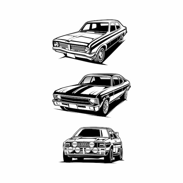 Conjunto de silhueta de muscle car