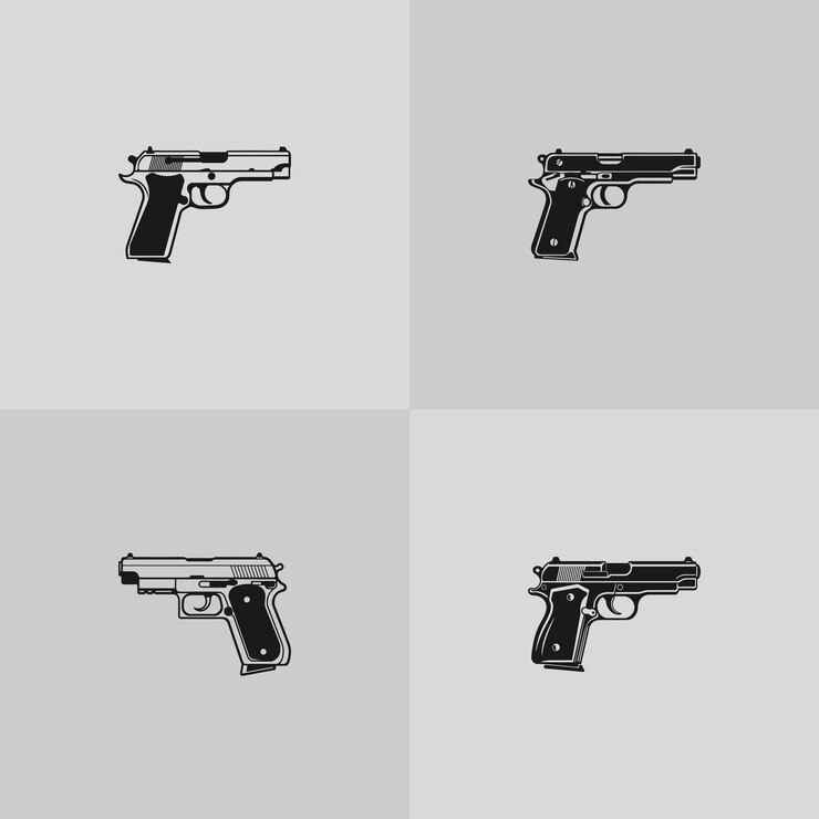 Vetor conjunto de silhueta de pistola de vetor de arma de arma