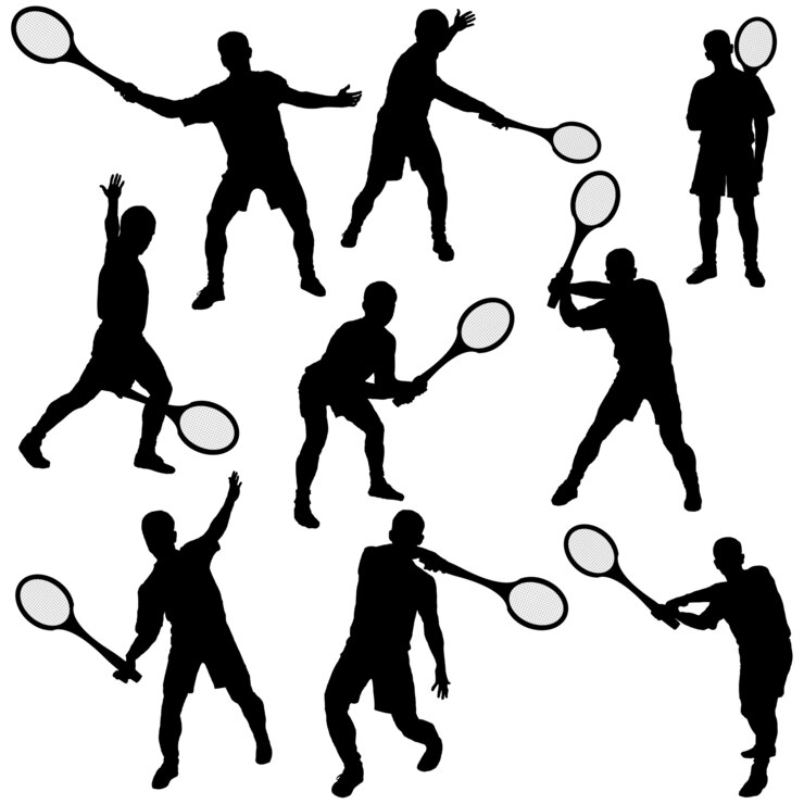 Vetor conjunto de silhueta tenis