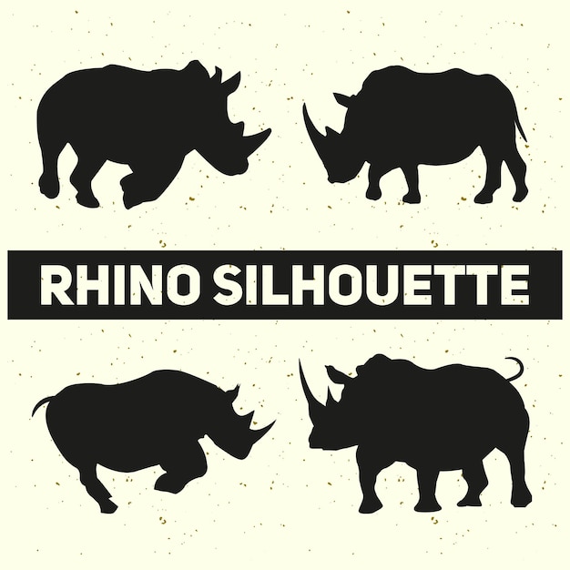 Conjunto de silhuetas de rinoceronte