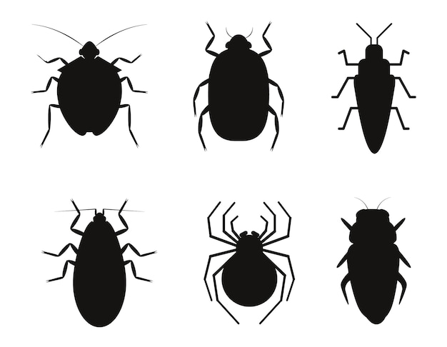Conjunto de silhuetas de vetores isolados de insetos insetos