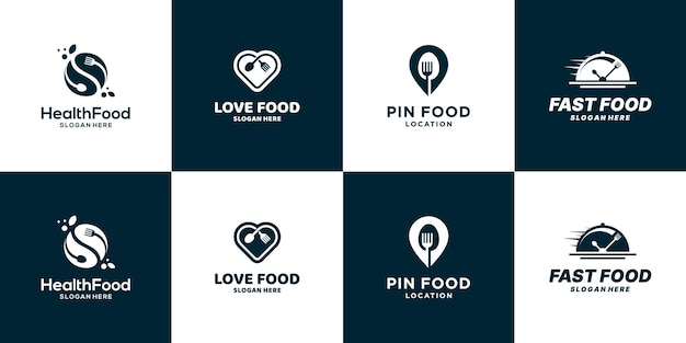 Conjunto de símbolo de ícone de design de logotipo de alimentos