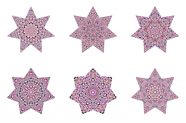 Conjunto de símbolo estrela geométrico ornamento floral