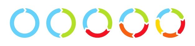 Vetor conjunto de símbolos coloridos de rotação de setas circulares ícone de reciclagem de infográficos circulares vetor eps 10