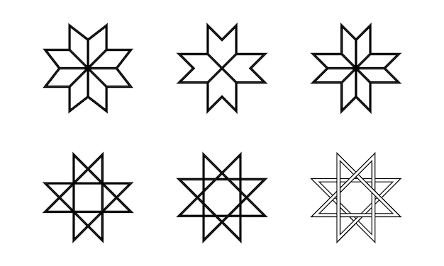 Conjunto de símbolos de ícones de floco de neve de estrela popular