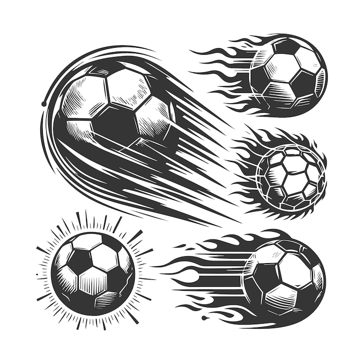 Vetor conjunto de símbolos de movimento de contorno de futebol