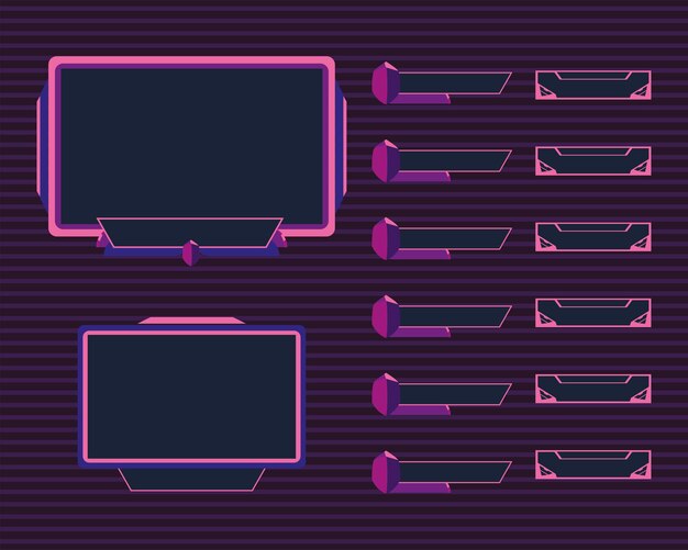 Conjunto de símbolos de telas de modelos de streaming