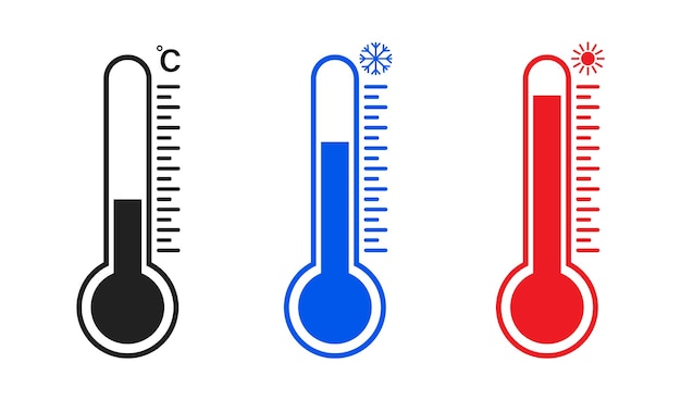 Conjunto de símbolos de temperatura ícone do termômetro ícones do tempo isolados ferramenta de medição 10 epsxd