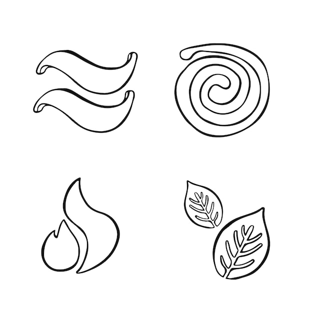 4 elementos natureza, ícones de arte água, terra, fogo, ar para o jogo.  ilustração vetorial definir conceito assina a natureza em um estilo simples  para o projeto.