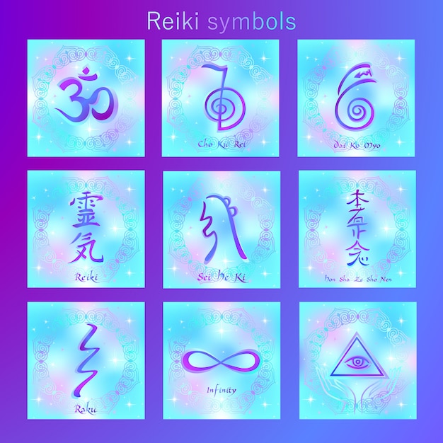 Conjunto de símbolos sagrados da energia reiki.