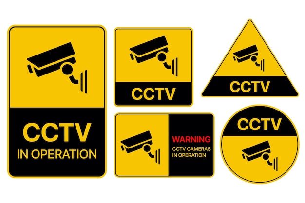 Conjunto de sinais de alerta de CFTV