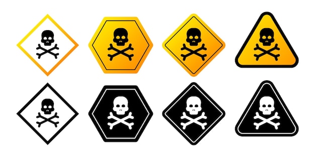 Conjunto de sinais de estilo diferente de aviso plano ilustração plana ilustração do logotipo do símbolo