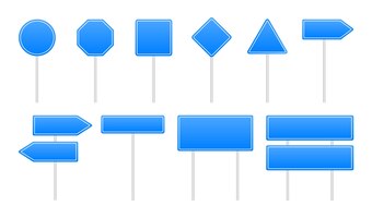 Conjunto de sinais de trânsito azuis. sinais de transito.