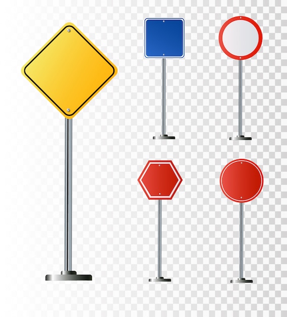 Conjunto de sinais de trânsito isolado em fundo transparente. ilustração