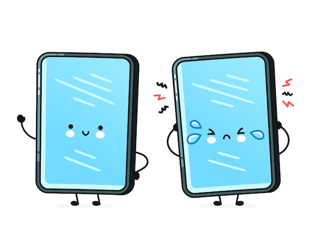 Conjunto de smartphones de desenho animado