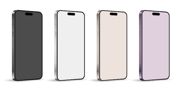 Conjunto de smartphones em diferentes cores vista lateral