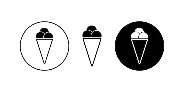 Conjunto de sorvete de sinal de linha Ilustração de sorvete de copo de waffle Ícone vetorial sobremesa congelada