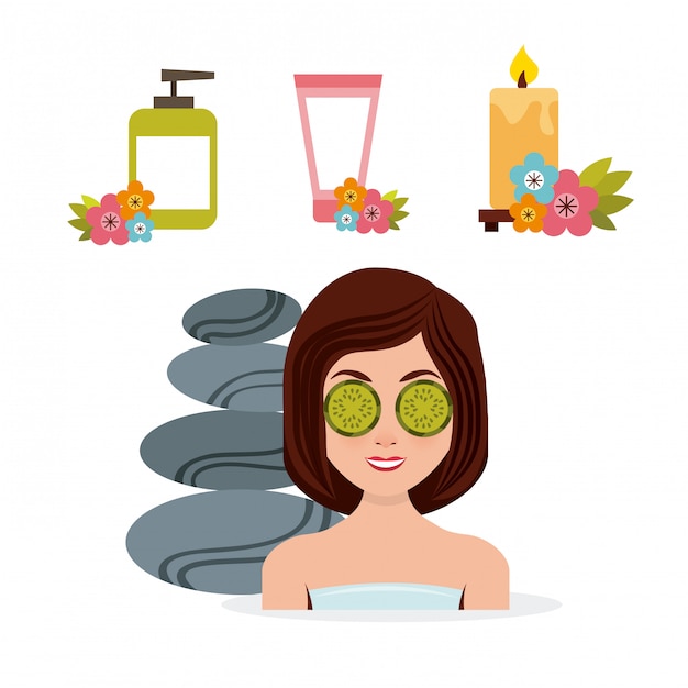 conjunto de spa de beleza ícones planas